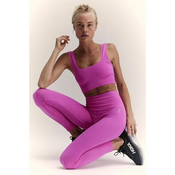 NWT FREE PEOPLE Good Karma Square-Neck Bra and High Rise 7/8 Leggings Set - Picture 2 of 10